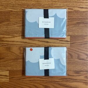 NEW Schoolhouse Paper Flower Blue Euro Pillow Shams (Set of 2)